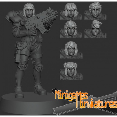 3d printable space nuns anime heads set july 2022 by minigames miniatures fan art action figures tabletop characters & creatures sci-fi universe 3d print model - Mito3D