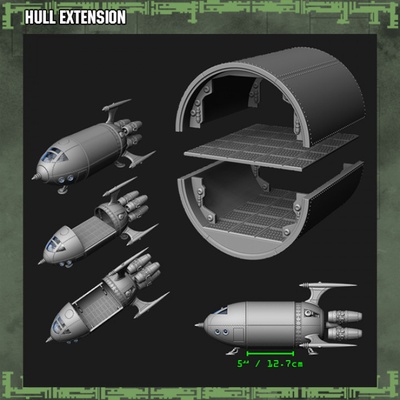 3d printable hull extension module by bombshell miniatures tabletop characters & creatures sci-fi universe vehicles machines 3d print model - Mito3D