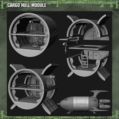3d printable cargo hull module by bombshell miniatures tabletop characters & creatures sci-fi universe vehicles machines 3d print model - Mito3D