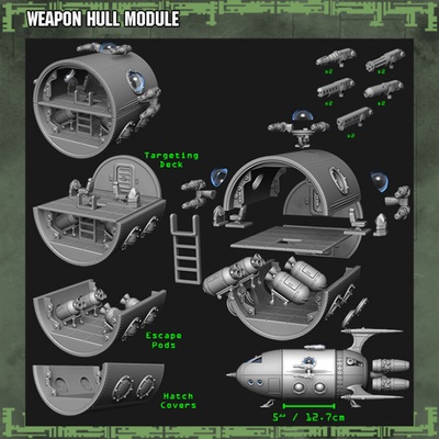 3d printable weapon hull module by bombshell miniatures tabletop characters & creatures sci-fi universe vehicles machines 3d print model - Mito3D