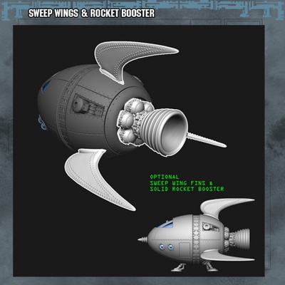 3d printable sweep wings & rocket booster by bombshell miniatures tabletop characters creatures sci-fi universe vehicles machines 3d print model - Mito3D
