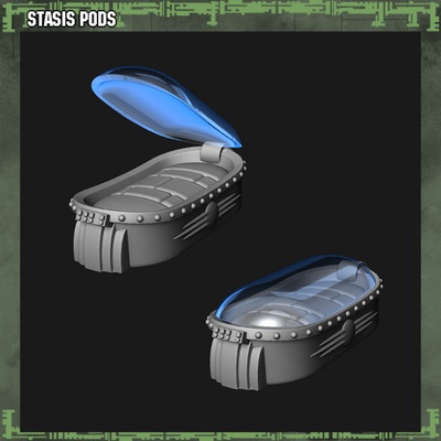 3d printable stasis pods by bombshell miniatures tabletop terrain sci-fi 3d print model - Mito3D