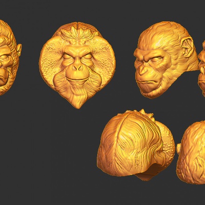 3d imprimível macacos cabeça by açao figura fusão ventilador arte figuras tampo mesa personagens criaturas fantasia universo 3d print model - Mito3D
