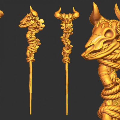3d printable bull-shaman-staff by action figure fusion fan art figures tabletop characters & creatures fantasy universe 3d print model - Mito3D