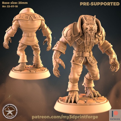 3d printable werewolf boss by my3dprintforge tabletop characters & creatures fantasy universe 3d print model - Mito3D