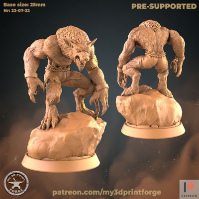 3d printable werewolf nr3 on a rock by my3dprintforge tabletop characters & creatures fantasy universe 3d print model - Mito3D