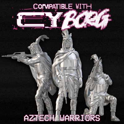 3d printable aztech shooters pre-supported by chronicle rpg accessories tabletop characters & creatures sci-fi universe 3d print model - Mito3D