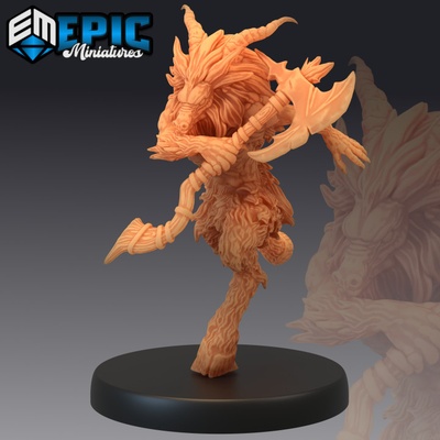 3d yazdırılabilir satir saldıran tava savaşçı orman muhafız balta geyik karşılaşma by epic miniatures 3d print model - Mito3D