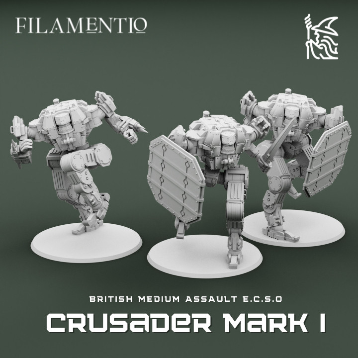 3d printable ecso wierd war mech crusader melee set by filamentio tabletop characters & creatures sci-fi universe vehicles machines 3D print model - Mito3D