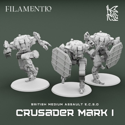 3d printable ecso wierd war mech crusader melee set by filamentio tabletop characters & creatures sci-fi universe vehicles machines 3d print model - Mito3D