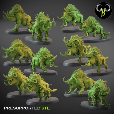3d imprimible salvaje jabalíes equipo by creación bestias arcilla mesa caracteres criaturas fantasía universo 3d print model - Mito3D
