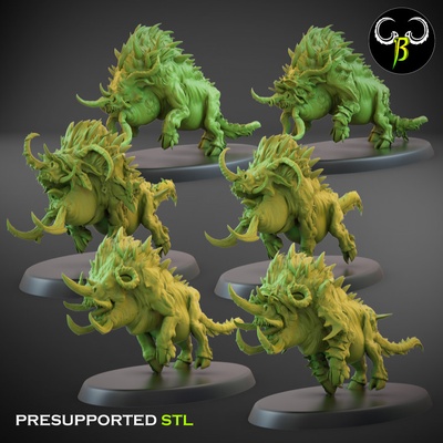 3d printable savage warboars setb by claybeastcreation tabletop characters & creatures fantasy universe 3d print model - Mito3D