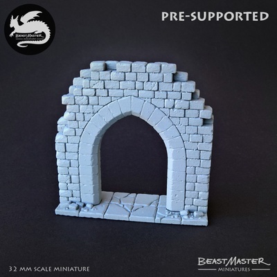 3d printable arch gate ruin - pre-supported 32mm scale by beastmaster miniatures tabletop terrain fantasy 3d print model - Mito3D