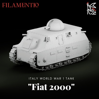 3d imprimible mundo guerra 1 tanque fíat 2000 by filamentación mesa caracteres criaturas histórico universo vehiculos máquinas 3d print model - Mito3D