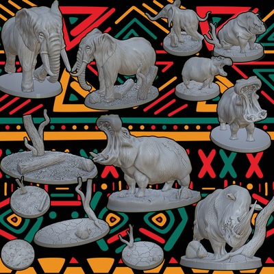 3d printable african animals bases personal by key capas toys & games animal creature figures 3d print model - Mito3D