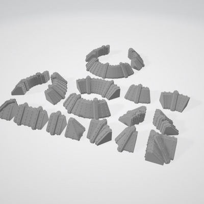 3d printable 5100 defence wall advanced reinforced set by steve snow tabletop terrain sci-fi 3d print model - Mito3D