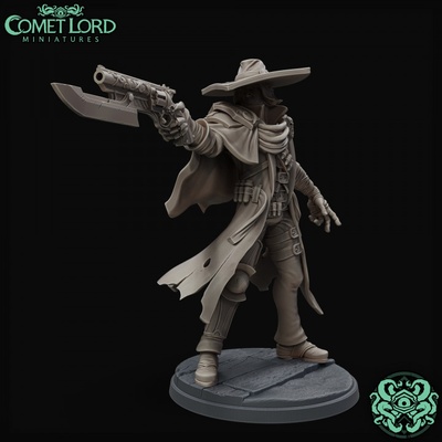 3d printable judge gunslinger bloodhunter by comet lord miniatures tabletop characters & creatures fantasy universe 3d print model - Mito3D