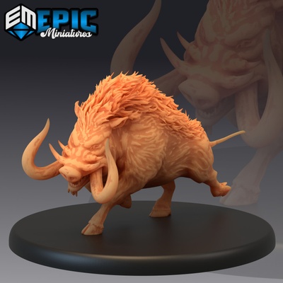 3d printable forest boar running wild pig bulky horned beast by epic-miniatures 3d print model - Mito3D