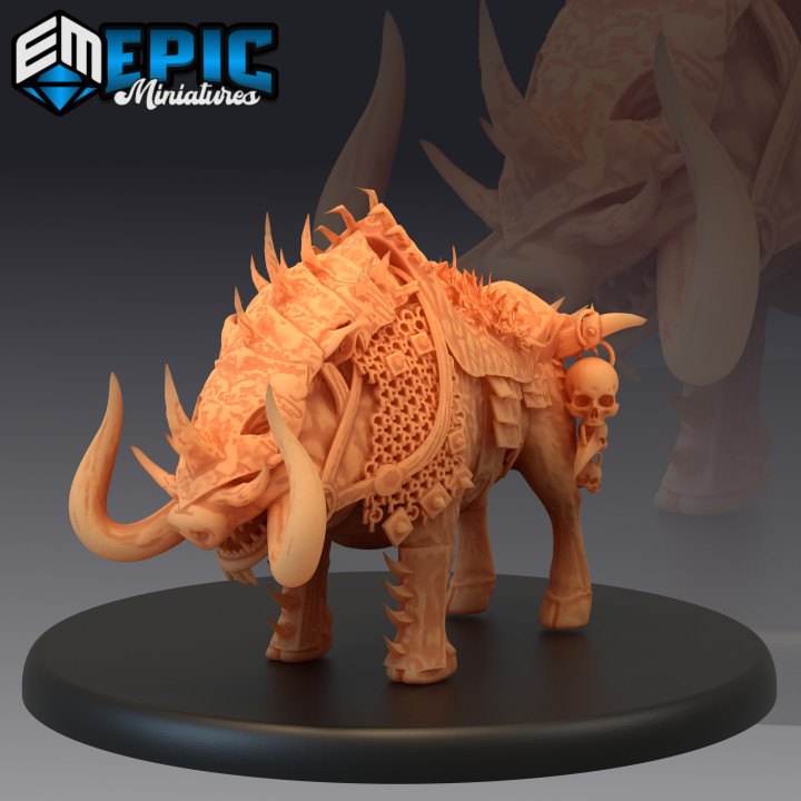 3d imprimible bosque jabali montar salvaje cerdo voluminoso cuernos bestia by epic miniatures 3D print model - Mito3D