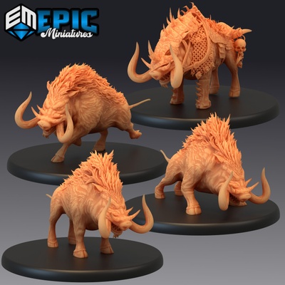 3d printable forest boar set wild pig bulky horned beast by epic-miniatures 3d print model - Mito3D