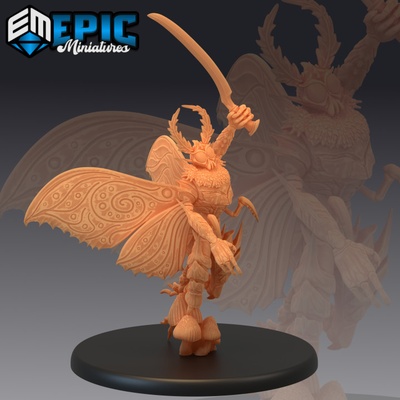 3d printable moth man attacking huge insect hybrid insectoid lord legendary cryptid by epic-miniatures 3d print model - Mito3D