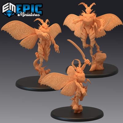 3d printable moth man set huge insect hybrid insectoid lord legendary cryptid by epic-miniatures 3d print model - Mito3D