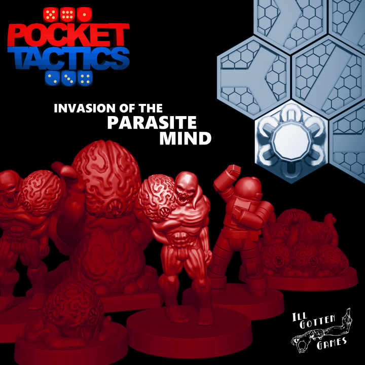 3d imprimable pocket tactics invasion of parasite esprit by mauvais jeux table personnages créatures sci univers planche douane 3D print model - Mito3D