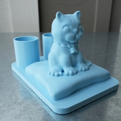 3d stampabile fortunato gatto penna titolare supporto by philippe barreaud casa giardino ufficio titolari 3d print model - Mito3D