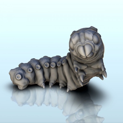 3d printable caterpillar + pre-supported version 1 - darkness chaos medieval zombie fantasy monster by hartolia miniatures tabletop characters & creatures universe 3d print model - Mito3D