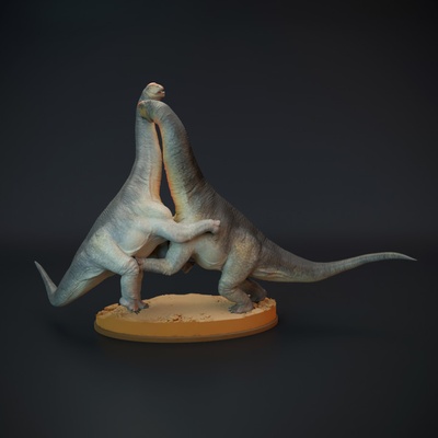 3d imprimible camarasaurio lucha dinosaurio saurópodo by perro juguetes juegos animal criatura cifras mesa caracteres criaturas 3d print model - Mito3D