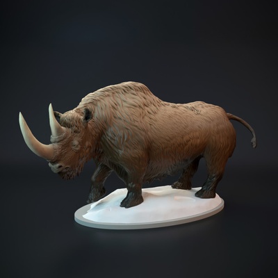 3d imprimible lanoso rinoceronte pie prehistórico animal by dinosaurio perro juguetes juegos criatura cifras mesa caracteres criaturas fantasía universo 3d print model - Mito3D