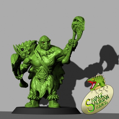 3d printable warpig clan - orc monster slayer brute leader supported by savage saurian studios tabletop characters & creatures fantasy universe 3d print model - Mito3D