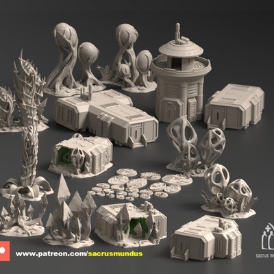 3d imprimible final vivo selva ciencia ficción extraterrestre mortal mundo edificios terreno paisaje juegos guerra by sagrado mesa sci fi 3d print model - Mito3D