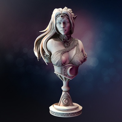 3d imprimible drow luna sacerdotisa busto cerrar brillo by dm reserva 3d print model - Mito3D