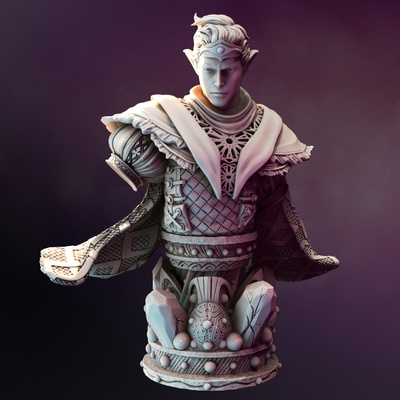 3d printable drow moon sorcerer bust - yunas by dm stash 3d print model - Mito3D