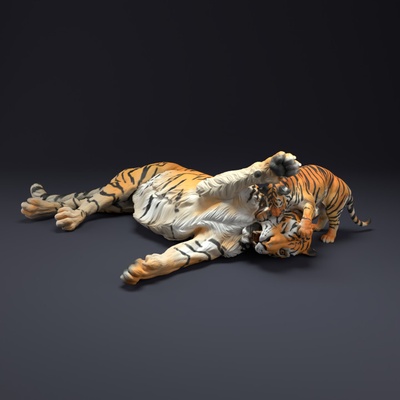 3d imprimible bengala tigre cachorro by animal guarida miniaturas juguetes juegos criatura cifras 3d print model - Mito3D