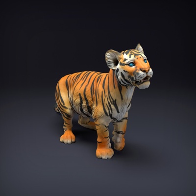 3d imprimible bengala tigre cachorro by animal guarida miniaturas juguetes juegos criatura cifras 3d print model - Mito3D