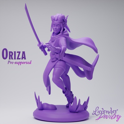 3d druckbar oriza katana wielding tiefling barde by lavendel teufelei tischplatte zeichen kreaturen fantasie universum 3d print model - Mito3D