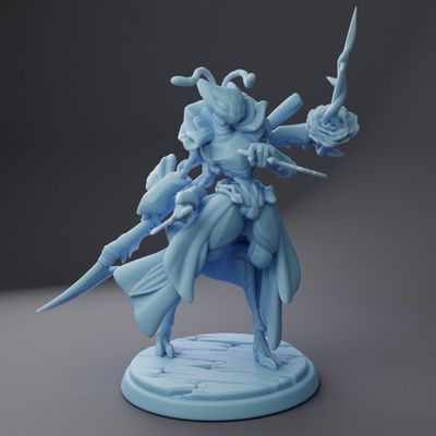 3d printable orchid thri-kreen duelist by twin goddess miniatures 3d print model - Mito3D