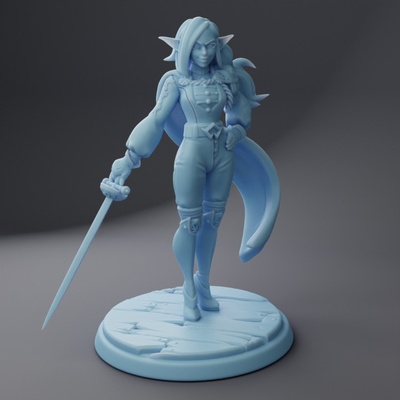 3d printable admiral karina space-elf duelist by twin goddess miniatures 3d print model - Mito3D