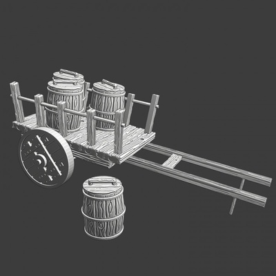 3d imprimible pequeña medieval barril carro by norte cruzadas miniaturas mesa terreno fantasía 3d print model - Mito3D