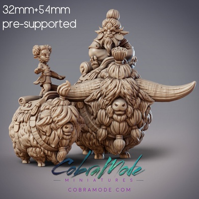 3d printable kung fu yeti xueren master apprentice yaks yuwen hui zhu pre-supported by cobramode tabletop characters & creatures fantasy universe 3d print model - Mito3D