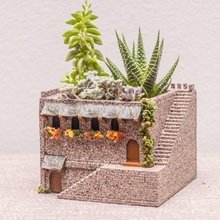 mini middle eastern villa & garden planter decor succulent 3d print model - Mito3D