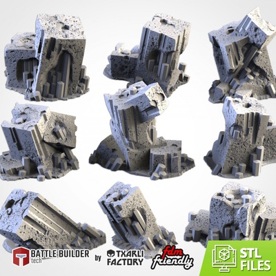 3d stampabile basalto cristalli by txarli fabbrica tavolo terreno fantasia sci fi 3d print model - Mito3D