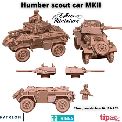 3d druckbar humber erkunden wagen mkii 28mm by eskice miniatur tischplatte zeichen kreaturen historisch universum fahrzeuge maschinen 3d print model - Mito3D