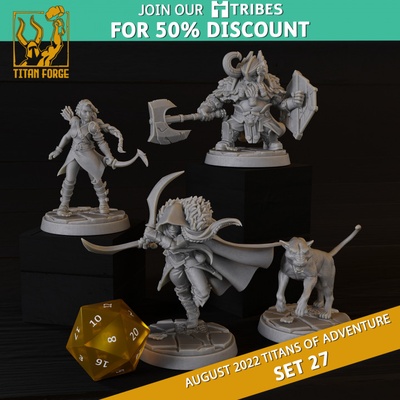 3d printable rpg - dnd hero characters titans of adventure set 27 by titan forge miniatures tabletop & creatures fantasy universe 3d print model - Mito3D