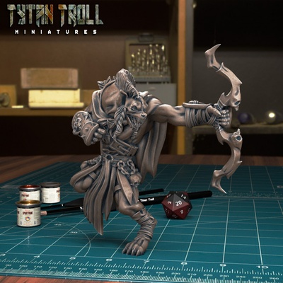 3d stampabile gnoll arciere 01 pre supported by tytantroll miniature 3d print model - Mito3D