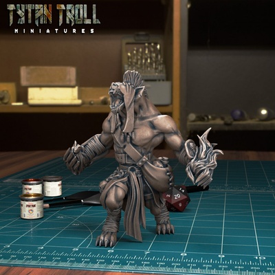 3d imprimível gnoll mago 03 pre supported by tytantroll miniaturas 3d print model - Mito3D