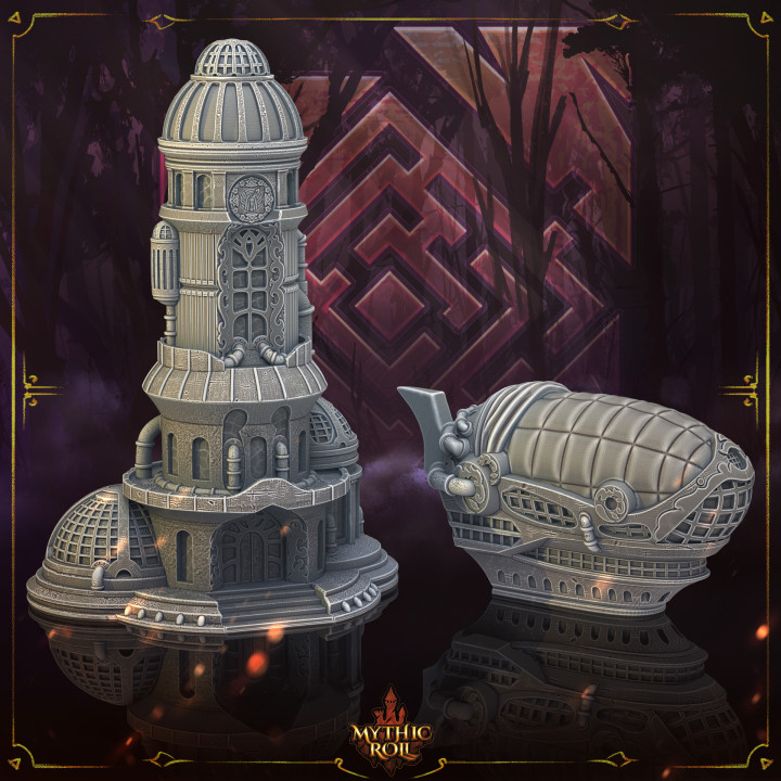 3d printable steampunk inspired buildings mythic roll by unchained games tabletop terrain fantasy 3D print model - Mito3D