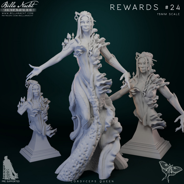 3d imprimível recompensa pacote 24 cordyceps rainha by bella minis tampo mesa personagens criaturas fantasia universo ventilador arte bustos 3D print model - Mito3D